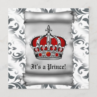 Convite Chuva de Bebê Príncipe Real Vermelho Regal