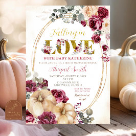 Convite Chuva de Bebê Pumpkin Marsala Marfim
