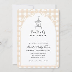 Convite Chuva de Bebê Q Bebê Xadrez Laço Elegante