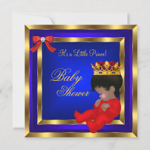 Convite Chuva de Bebê Real Vermelho Azul Dourado Menino co