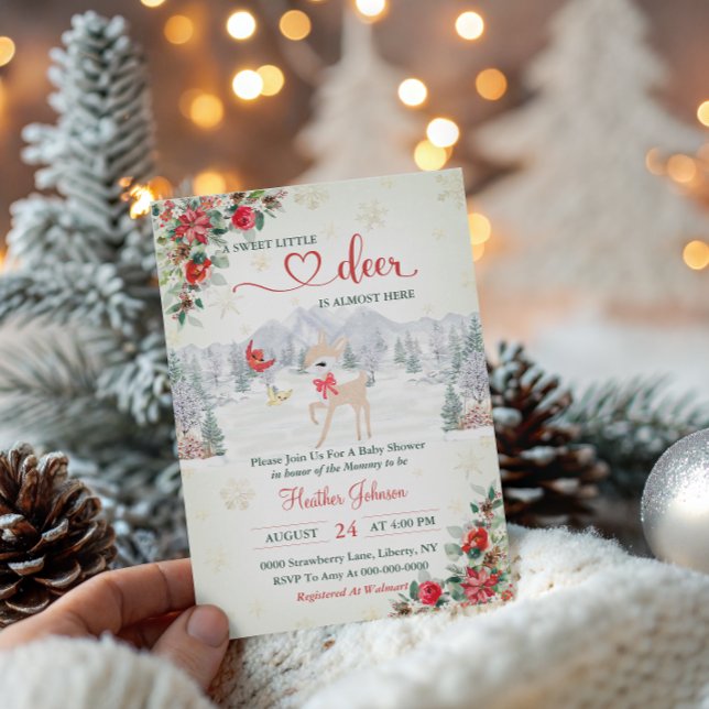 Convite Chuva de Bebê Rena de Natal Floco de Neve  (Criador carregado)
