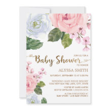 Chuva de Bebê Rosa Branco Flores Rosas Elegante Ro