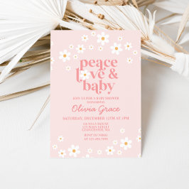 Convite Chuva de Bebê Rosa Dália Retro Paz Amor