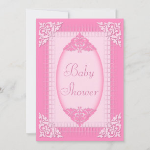 Convite Chuva de Bebê Rosa Elegante e Feminina