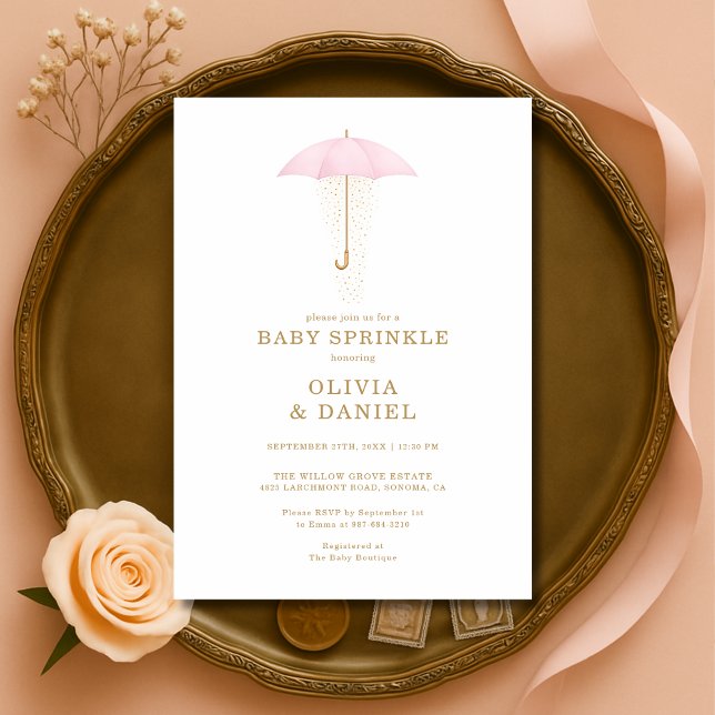 Convite Chuva de Bebê Rosa Menina Chá de Bebê (Criador carregado)
