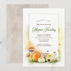 Convite Chuva de Bebê Rustica de Outono com Abóbora e Gira