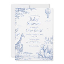 Chuva de Bebê Safari Girafa Elefante Azul
