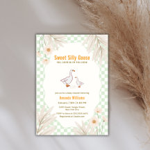 Chuva de Bebê Sage Gingham Daisy Boho Silly Goose