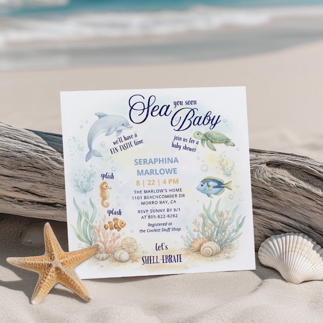 Convite Chuva de Bebê Sea You Soon (Criador carregado)
