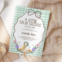 Chuva de Bebê Silly Goose em Xadrez Verde Neutro