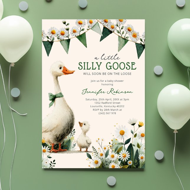 Convite Chuva de Bebê Silly Goose Neutro (Criador carregado)