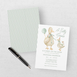 Convite Chuva de Bebê Silly Goose Verde