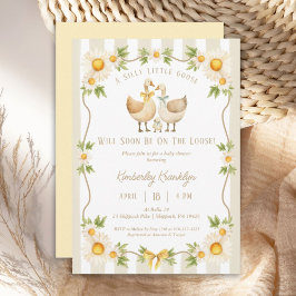 Convite Chuva de Bebê Silly Little Goose Yellow Daisy