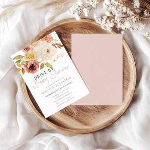 Convite Chuva de Bebê Soft Autumn Spring Floral Drive By