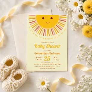 Convite Chuva de Bebê Sol Um Pequeno Raio de Sol Menina Fo