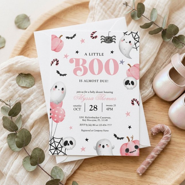 Convite Chuva de Bebê Spooky Sweet Pink Little Boo (Criador carregado)