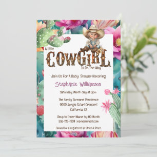 Convite Chuva de bebê tema cowgirl menina cacto