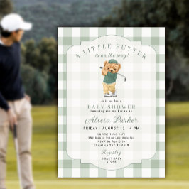 Convite Chuva de bebê tema golfe com putting green