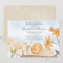 Convite Chuva de Bebê Tema Jardim de Caracol Fofo e Joanin