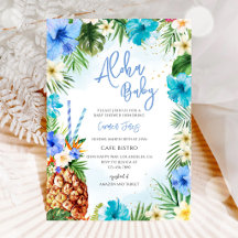 Chuva de Bebê Tropical Blue Aloha Luau
