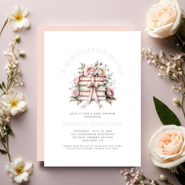 Convite Chuva de Bebê Um Novo Capítulo Começa (A New Chapter Begins Baby Shower Invitation)