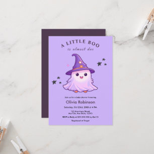 Convite Chuva de Bebê Um Pouco Boo Roxo de Halloween