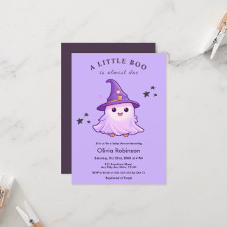 Convite Chuva de Bebê Um Pouco Boo Roxo de Halloween