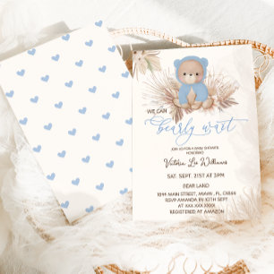 Convite Chuva de Bebê Urso Azul Menino