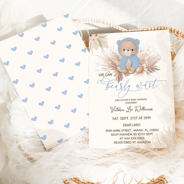 Convite Chuva de Bebê Urso Azul Menino  (Criador carregado)