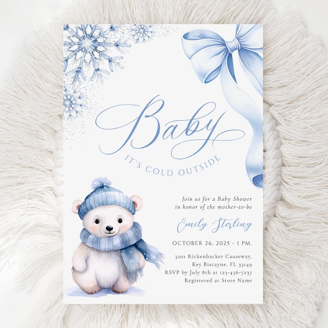 Convite Chuva de Bebê Urso Baby It's Cold Outside (Criador carregado)