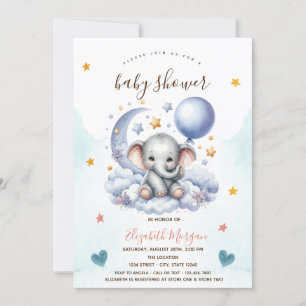 Convite Chuva de Bebê Urso de Pelúcia Lua Estrelas