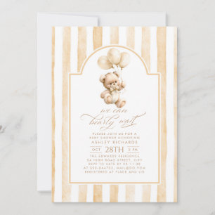 Convite Chuva de Bebê Urso de Pelúcia Marrom Claro Elegant