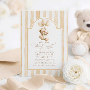 Convite Chuva de Bebê Urso de Pelúcia Marrom Claro Elegant