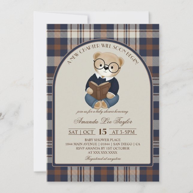 Convite Chuva de Bebê Urso Novo Capítulo  (Frente)