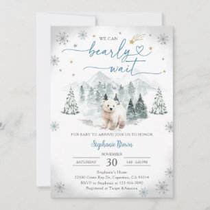 Convite Chuva de Bebê Urso Polar Azul de Inverno