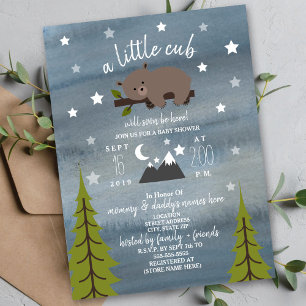 Convite Chuva de Bebê Urso Sonolento Neutro 6,5" x 8,75"