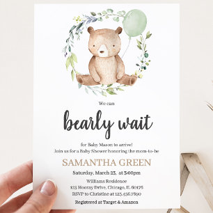 Convite Chuva de Bebê Urso Verde