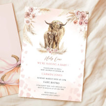 Chuva de Bebê Vaca das Terras Altas Floral Rosa Bo
