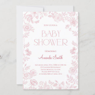 Convite Chuva de Bebê Vintage Elegante Chinoiserie Floral