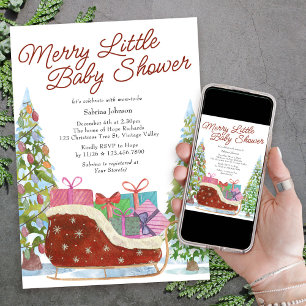 Convite Chuva de Bebê Vintage Sleigh Alegre