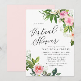 Convite Chuva de Bebê Virtual de Flores Rosa Suave