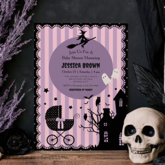 Convite Chuva de Bebê Witchy Halloween de Carruagem Gótica