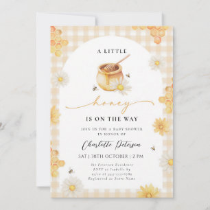 Convite Chuva de Bebê Xadrez Mel Amarelo Daisy