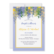 Chuva de Bebês Casal Floral Wisteria Aquarela
