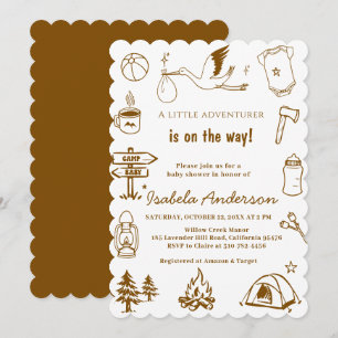 Convite Chuva de bebês do menino doodle Pequeno Aventureir
