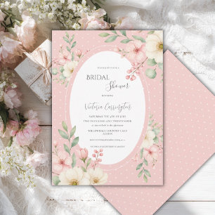 Convite Chuva de Bebês Floral Rosa e Pêssego Vintage