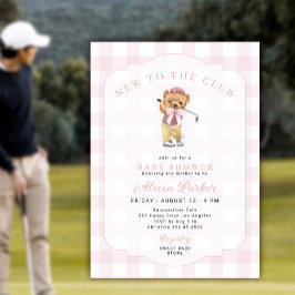 Convite Chuva de bebês menina rosa novo no golfe do clube