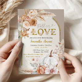 Convite Chuva de Beige Marfim Boho Abóbora Outono em Amor