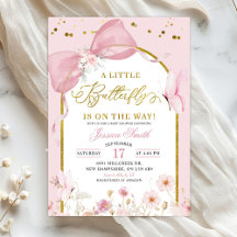 Chuva de Beijos Rosa Borboleta Baby Shower