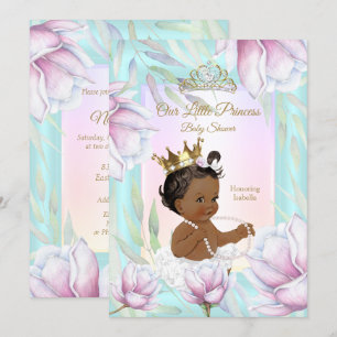 Convite Chuva de Benção da Princesa Tons de Teal Rosa Lilá